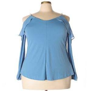 Michael Kors Blue Cold Shoulder Top